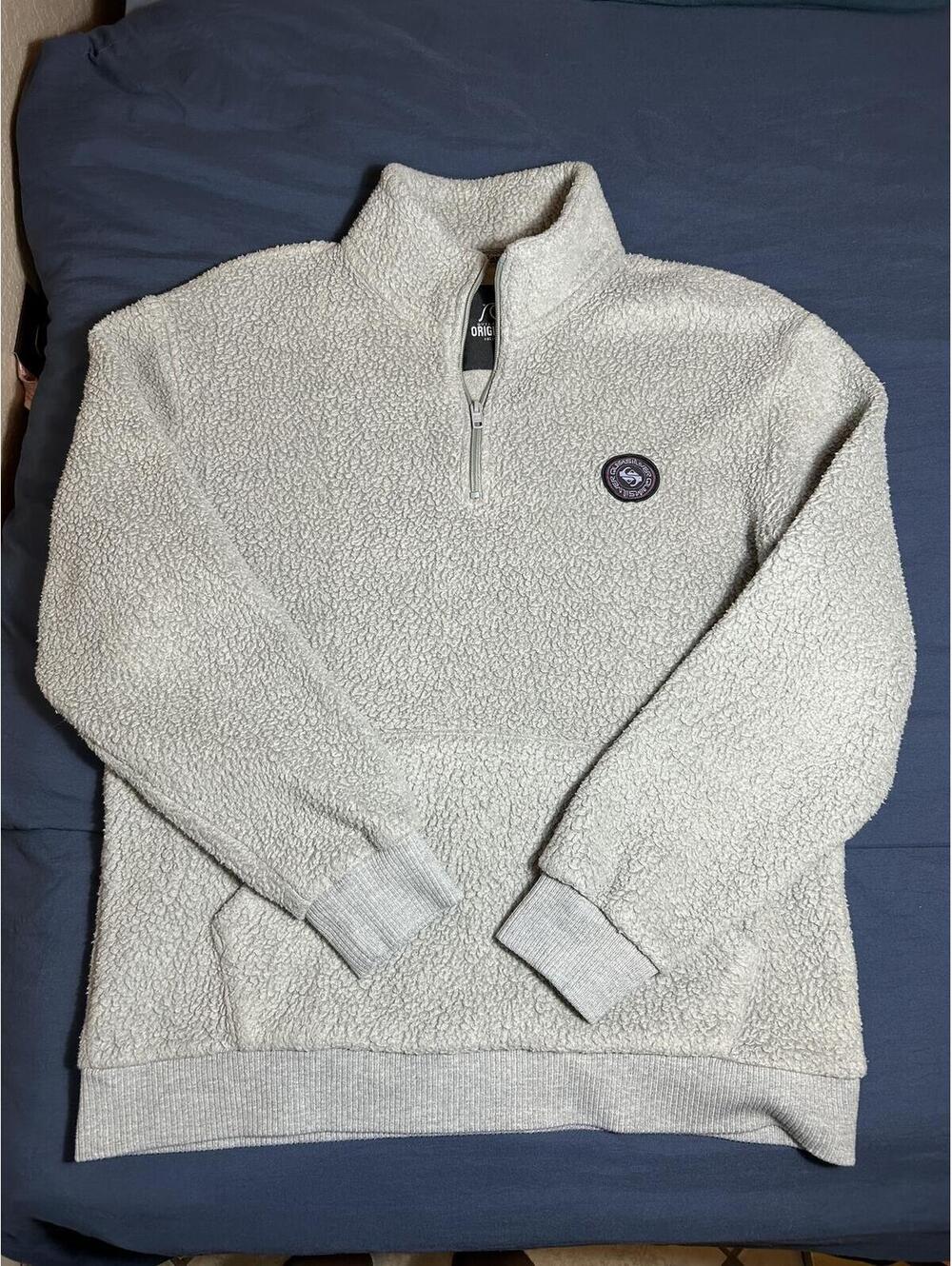 Quiksilver Originals Collection Quarter Zip Fleece Pullover Beige Men's Large